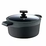 MasterPro Gastro Reeco, Cacerola de 20 cm y 10 cm de Altura con Tapa, Indicador de temperatura, Aluminio Fundido Reciclado, Revestimiento Antiadherente, Asas Soft Touch, Olla, Todo Tipo de Cocinas