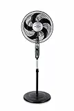 Orbegozo SF 0149, Ventilador de pie, 60 W, 3 velocidades, oscilante, silencioso, cabezal inclinable, altura regulable hasta 128 cm, rejilla de seguridad, tamaño de aspas 40 cm, color negro
