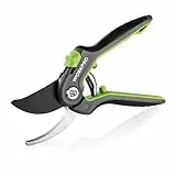 WORKPRO Tijera de Podar 210mm, Tijeras de Podar Bypass Profesionales con Hoja SK5, Tijeras Curva Corte de 19mm, Herramienta de Jardín, Ideal para Injertar, Podar, Tijeras de Podar para Jardinería