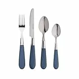 RB RENBERG RB RENBERG Energy - Juego De Cubiertos 24 piezas de Acero Inoxidable - 6 Cucharas - 6 Tenedores - 6 Cuchillos - 6 Cucharas De Té - Mango: Azul - Naranja - Rosa - Verde