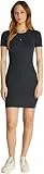 Calvin Klein Vestido Bodycon Mujer Washed Woven Label Rib Corto, Gris (Washed Black), M