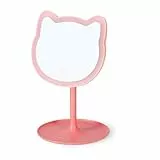 Legami - Espejo de Maquillaje con luz - You Look Purrfect! - Espejo de Maquillaje en Forma de Gato, Brillo e inclinación Ajustables, Doble alimentación USB o Pilas, para Maquillaje