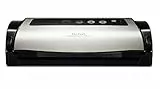 Tefal Vacupack plus VT2560PR - Envasadora al vacío de acero inoxidable, con función solo sellar y parar, diseño moderno y compacto para fácil almacenaje, incluye 2 rollos, con función húmedo y seco