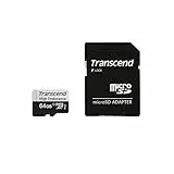 Transcend 64GB microSDXC 350V Memory Card UHS-I, C10, U3, Full HD, hasta 95/45 MB/s, ideal para dashcams, cámaras de seguridad y sistemas de vigilancia TS64GUSD350V