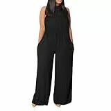 Mono de verano para mujer, talla grande, con espalda descubierta, con cuello halter, elegante, monocolor, sin mangas, traje de pantalón para mujer, verano, ligero, traje deportivo para niña, largo de