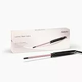 BaByliss Tenacilla de 10 mm - Rizador con barril de cerámica con cuarzo, Rizador de peklo con 10 ajustes de temperatura, Rizos definidos, Afro, Compacto, Rosa y Negro, C449E