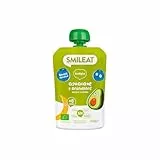 Smileat - Pouch de Frutas Ecológicas - Sin Sal ni Azúcar Añadido, Sin Gluten - Snack Práctico para Peques - Sabor a Aguacate y Arándanos
