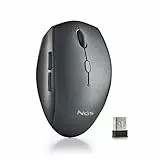 NGS Bee Black - Ratón Inalámbrico Ergonómico con Teclas Silenciosas, con 5 Botones y Rueda de Desplazamiento, Conexión Inalámbrica 2.4 GHz, Especial para Diestros, dpi Ajustable, Color Negro