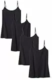 Amazon Essentials Camisola Entallada Mujer, Pack de 4, Negro, M