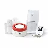 Garza Smart - Kit Sistema de Alarma Inteligente WiFi para el hogar, Sirena 120 dB, 1 Sensor de Movimiento, 3 detectores de Apertura de Puertas/Ventanas y 1 Mando a Distancia WiFi 2,4 GHz