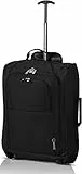 5 Cities 55cm Maleta de Cabina 42L con 2 Rueda, Equipaje De Mano - Accesorio De Viaje Carrito para Ryanair, Vueling, Iberia, Air Europa, Easyjet y Muchas Más, Garantía De 2 Años (Negro)
