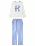 Women'secret Pijama de Manga Pantalón Largo Colección Multilicense Campus, Ivory, L para Mujer