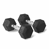 Amazon Basics Set de mancuernas hexagonales con recubrimiento de goma, 5 kg, Negro