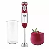 Ufesa BP3500 Mercury Batidora de Mano, 1000W, Función Turbo, 4 Cuchillas, Diseño Ergonómico y Anti Salpicaduras, Color Rojo, Vaso Medidor Incl., Sin BPA