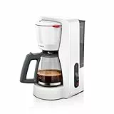 Bosch - Cafetera de Goteo, Jarra de Cristal Ergonómica, Depósito de Agua Extraible, Filtro Extraible, Apagado Automático, Anti Goteo, Blanco, TKA2M111