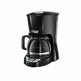 Russell Hobbs Cafetera de Goteo [1,25l, 12 tazas pequeñas / 10 tazas grandes, digital, programable] Textures Plus (tecnología de rociado avanzada, filtro extraíble, cuchara medidora, negro) 22620-56