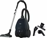 AEG VX82-1-2ST Aspiradora de Trineo Con Bolsa, 600 W de Potencia, Filtro Higiénico Lavable, Radio de acción de 12 m, Silencioso, 57dB de Ruido, Cepillos Suelos Duros y Alfombras, Azul