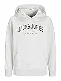 JACK & JONES JUNIOR ECALEB Varsity Sweat Hood SN JNR, Sudadera con Capucha Niños, White Melange/Fit:Loose,