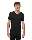 DANISH ENDURANCE Camiseta Termica Hombre Manga Corta en Lana Merino, Negro, M