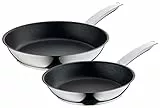 WMF Permadur Advance - Set de 2 Sartenes 24-28 cm, Acero Inoxidable Cromargan 18/10 Apto para Todo Tipo de Cocinas