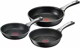Tefal Unlimited On - Juego de 3 Sartenes 20/24/28 cm, Apto inducción, antiadherente, revestimiento titanio, Thermo-signal, sin PFOA, apto lavavajillas y horno, acero inoxidable
