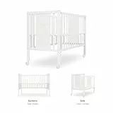 Interbaby Cuna Bebé Convertible en Escritorio 124x63x93 cm | Cómoda, Montaje Rápido | Cuna Colecho con Lateral Móvil, Barandilla, Ruedas con Freno, Blanco, Bear Basic