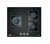 Balay 3ETG663HB Placa de gas - 60 cm, 9 niveles de llama, autoencendido, 3 zonas l Mandos frontales, Gas butano, cristal templado color negro
