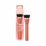 Real Techniques Brocha de maquillaje Glow de base redonda, para maquillaje líquido y en crema, brocha de base plana para pulir y difuminar la cobertura, cerdas sintéticas densas, 1 unidad