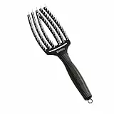 Fingerbrush Care Iconic Olivia Garden - Talla Media - Negro - Cepillo de cerdas de Nylon para desenredar y peinar sin esfuerzo