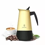 Cecotec Cafetera Italiana Piccolina 600 Beige. 300ml, 6 Tazas de Café, Acero Inoxidable, Apta Todas Superficies, Filtro Premium, Válvula Seguridad, Mango Termorresistente, Diseño Elegante