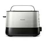 Philips Viva Collection Tostadora, 2 Ranuras Extraanchas, Función para Panecillos Integrada, 7 Intensidades, Bandeja Recogemigas Desmontable, Gris (Metal) (HD2637/90)