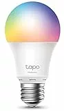 Tapo – Bombilla LED multicolor inteligente Wi-Fi, casquillo E27, compatible con Alexa y Google Home, 806 lúmenes, 8.3W, sin necesidad de concentrador, control remoto/app