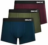 QINCAO Calecon Homme Boxer Coton 3 Pièces - Confortables Respirants Sans Étiquettes, Emballage Portable pour Voyage