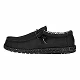 HEYDUDE Wally Canvas - Zapatos Estilo Mocasín para Hombre, Black/Black, 43