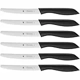 WMF Classic Line - Juego de 6 Cuchillos 23 cm, Hoja de Acero Especial con Filo Dentado y Mango de Plástico Aptos para el Lavavajillas, Negro