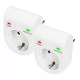 DIGITUS DN-95400 - Adaptador de protección contra sobretensiones - 2 Piezas - 16 A / 230 V / 50 Hz - Máx. 3.500 W - LED indicador de Estado - Corriente de Fuga máx. 13.500 A - Blanco