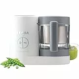 BÉABA Babycook Neo, Robot de cocina infantil, tritura, cocina y cuece al vapor, Rápido en 15 minutos, Recipiente de vidrio y cesta de acero inoxidable, Para Bebés y Niños, Gris/Blanco