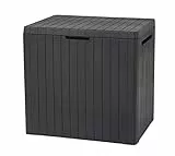 Keter City Box - Arcón exterior, Baúl almacenaje, Capacidad 113L, Resina, Color Gris, Ordenación jardín y terraza, 44 x 58 x 55 cm