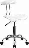 Flash Furniture Silla de escritorio giratoria con asiento mecánico, color Blanco y Cromado adecuados