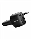 Belkin Cargador Coche Carga Rápida de 75W con Cable USB C Retráctil, Cargador Móvil Coche 3 en 1, iPhone 17 y 16 Series, Galaxy S25, AirPods, Tabletas, MacBook, Chromebook y Otros, Accesorios de Viaje