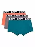EMPORIO ARMANI 3-Pack Trunk Bañadores Ajustados para Hombre, Shark/Harbor Blue/LA, L