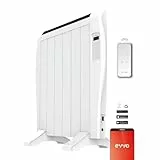 Radiador Emisor Térmico EVVO C6 Blanco, 900W, hasta 12m2, Instalación Suelo o Pared, Control por Voz, Google Home, 6 elementos, Bloqueo infantil, Wifi, Control remoto, Temporizador, Display LCD