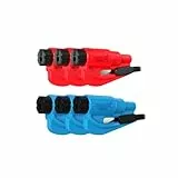 resqme 6 Unidades, Cortador de cinturón de Seguridad 2 en 1 y rompeventanas, Martillo de Seguridad Compacto, Rojo y Azul