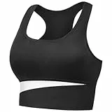 AUYAO Sujetador Deportivo Mujer, Top Deportivo Mujer, Sujetador de Yoga Sujetador Deportivo Mujer Alto Impacto para Gimnasio Yoga Bailar Corriendo Fitness, Negro(L)