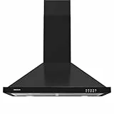 Cecotec Campana Extractora Piramidal 60cm Bolero Flux PM 604300 Black C. Motor 105W, Succión 430m3/h, Control Mecánico, 3 Niveles de Potencia, Luz, Filtro de Aluminio, Acabado Negro