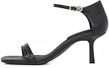 Tommy Hilfiger Sandalias con tacón Mujer Kitten Heel Leather Sandalias, Negro (Black), 37