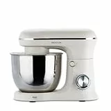 PRIXTON Batidora Amasadora KR250 para Repostería, Potencia 1500W, 10 Velocidades, Bol Acero Inoxidable de 5 litros, 3 accesorios, Tapa Transparente, Color Blanco Crema Mate (Reacondicionado)