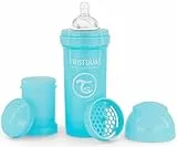 Twistshake Biberón Anticólicos con Depósito para Leche y Mezclador, 260ml | Tetina de Silicona Flujo Medio Estilo Pecho | Libre de BPA | Apto para Bebés desde 2 Meses | Azul