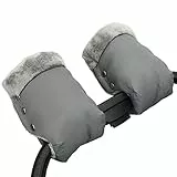 Guantes de Cochecito Guantes de Silla de Paseo Manoplas​para silla de paseo con interior de forro Prueba de Viento Bebé Guante para Todos los Cochecitos (2.Gris)