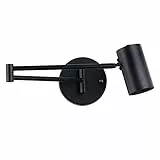 B·LED BARCELONA LED Lámpara de pared negra con brazo articulado, luz de lectura orientable para dormitorio, salón, cabecero de cama y oficina